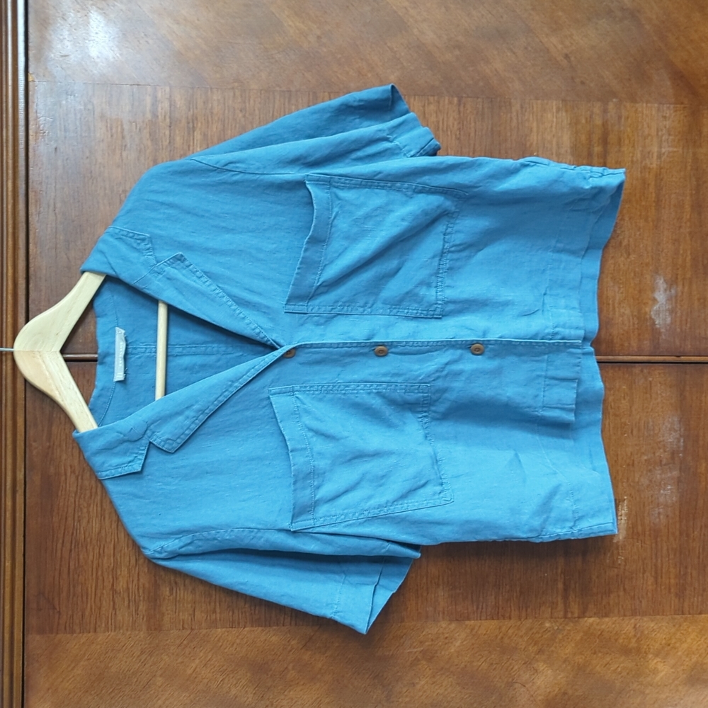 Everlane, The Linen Workwear Shirt, Small, Aegan